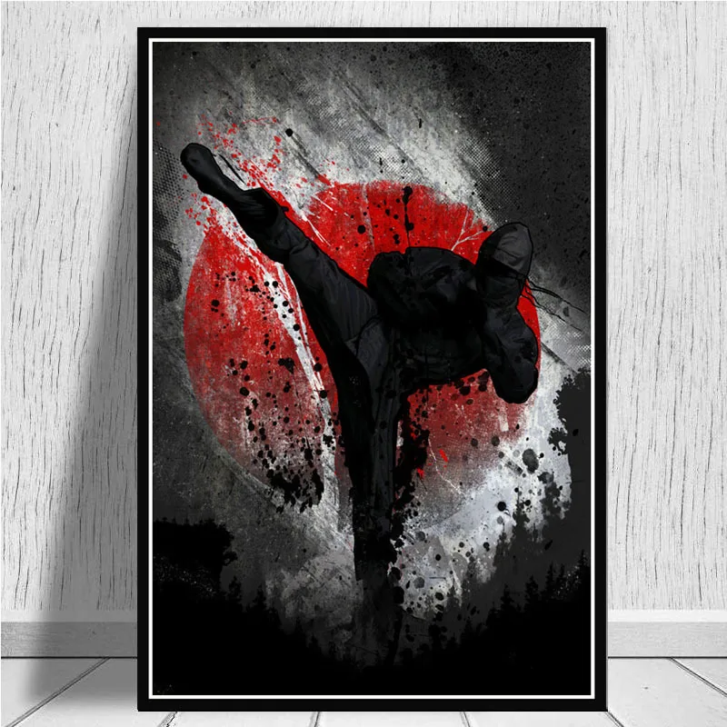 Японский ниндзя бонса Бусидо Самурай канджи Чернила Дизайн Холст Плакаты и