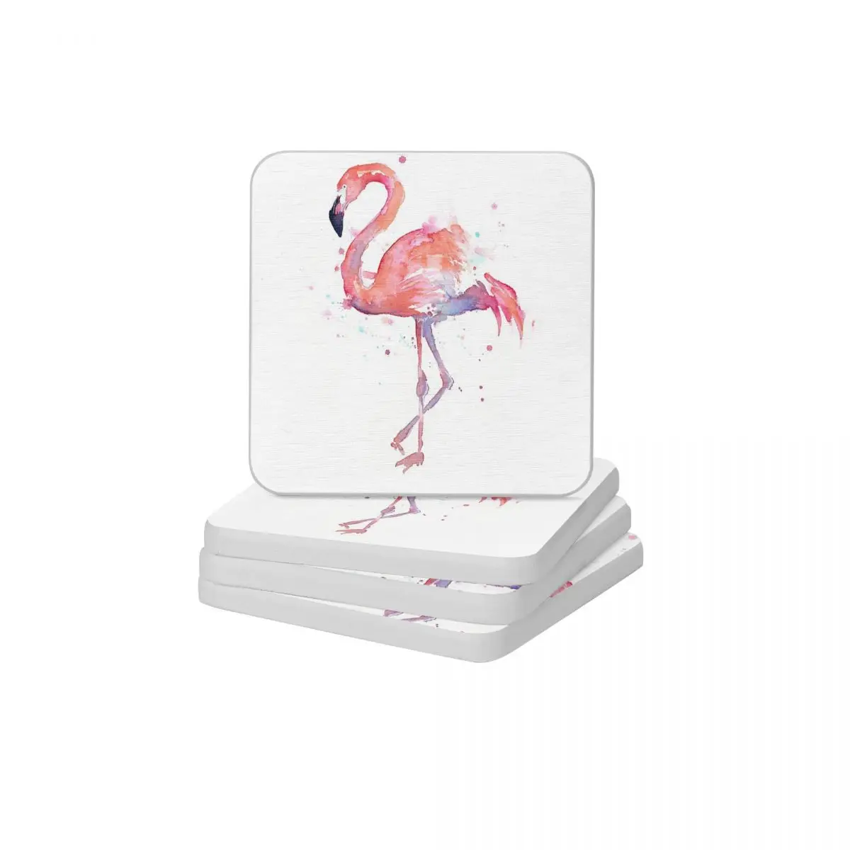 

Розовые Фламинго акварельные диатомит квадратные круглые подставки Экологически чистый Коврик для мыла и зубной щетки Оптовая продажа 10x10 ...