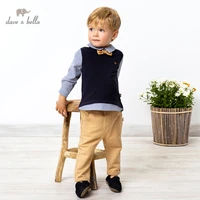 db16732 dave bella spring baby boys casual removable bow clothing sets kids fashion long sleeve sets children 2 pcs suit