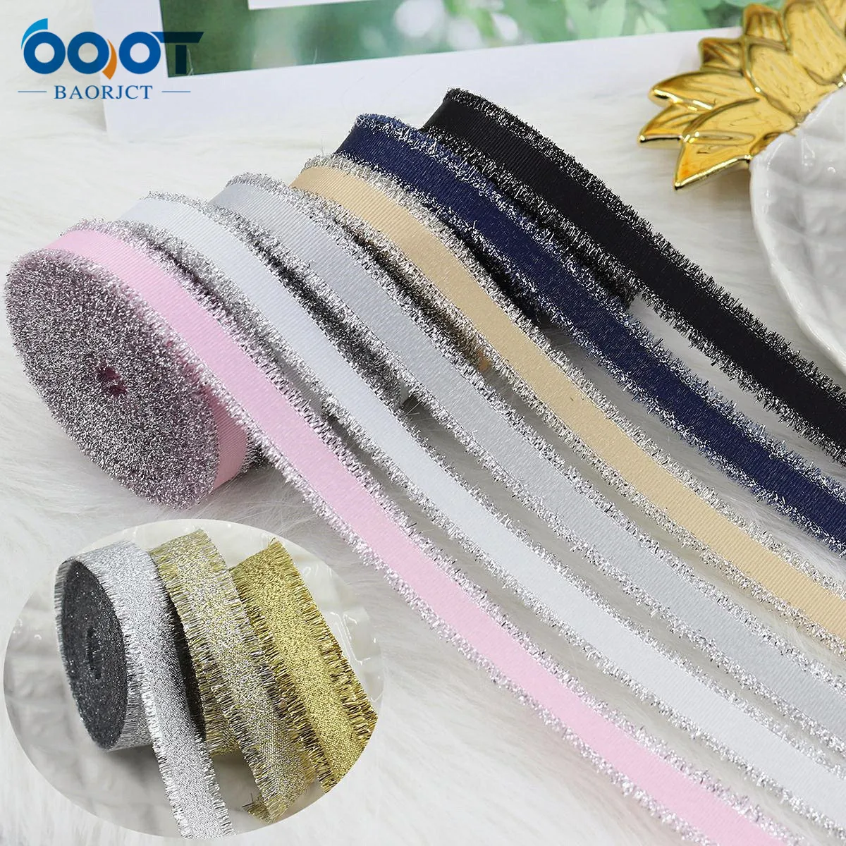 

22106-2 Multiple Sizes 10Yards Solid Color Double-sided Burrs Wedding Decorative Ribbons,Gift Wrap,DIY Handmade Materials