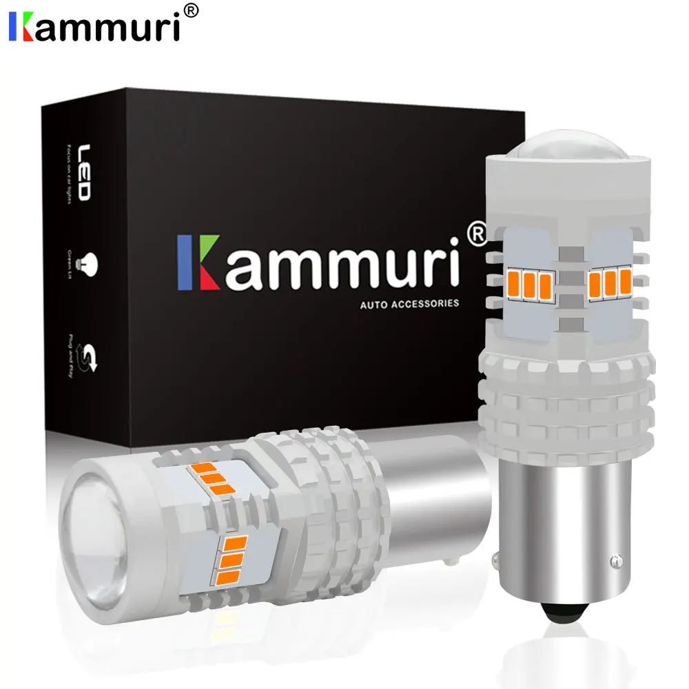 Лампа поворотного сигнала kammusi (2) без ошибок янтарная PY21W BAU15S 1156 Автомобильные