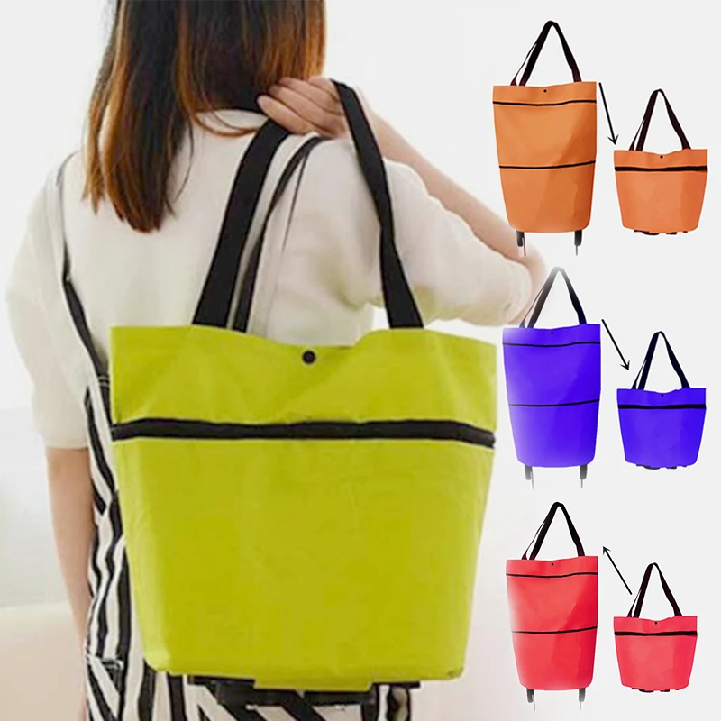 Portable Shopping Organizer Trolley Bag Foldable Tote Grocery Bags with Wheels Rolling Cart shipping bags | Дом и сад