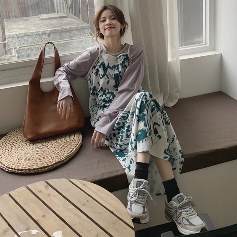 

2021 Early Spring New Women's Clothing Suspender Suit Design Skirt French Style Retro Minority Overknee Dress