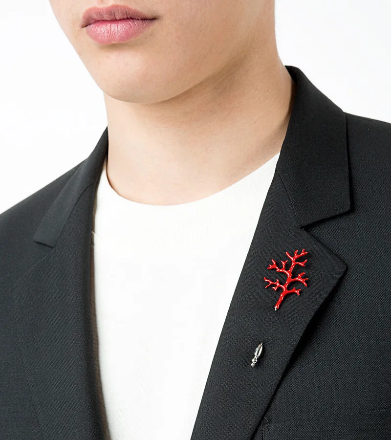 Рождественский подарок красная эмалированная Коралловая брошь булавка для