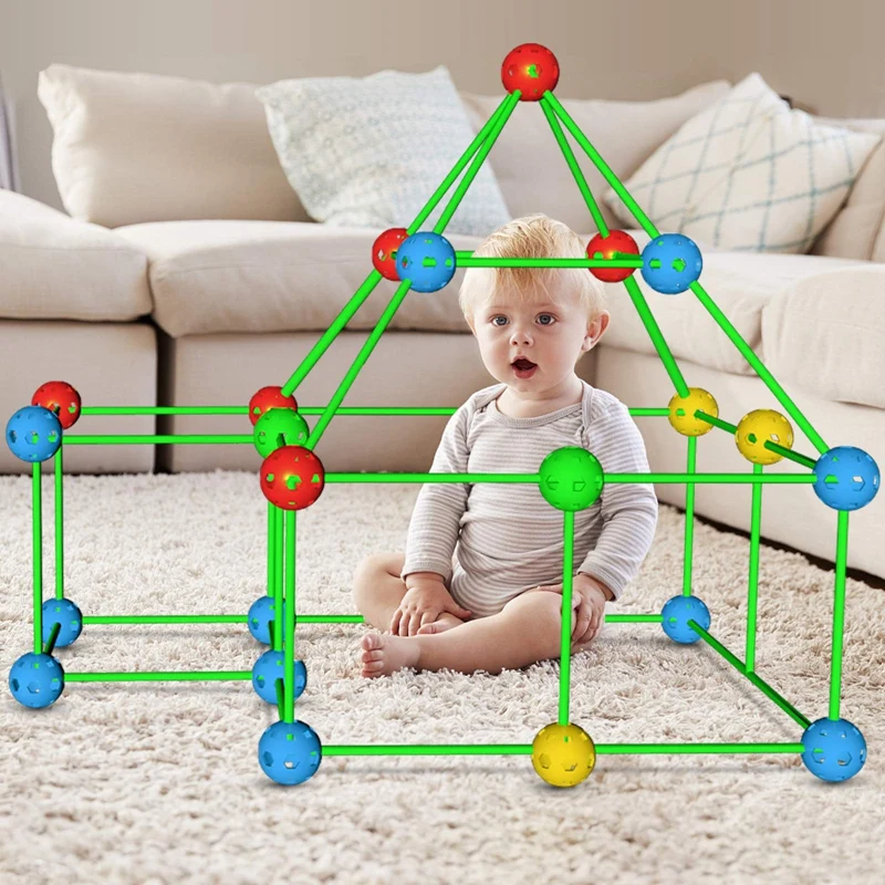 

DIY Construction Fort Kit for Kids Building Castles Tunnels Tents 3D Magination Play House Children Educational Toys