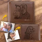 Двухсторонний бумажник для фото на заказ с двумя изображениями, подарок для отца, мужские бумажники, роскошный бренд, идеи для подарка на день рождения и Рождество для него