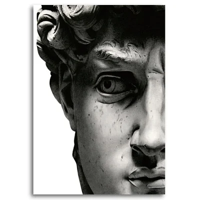 Плакаты с изображением головы Давида черно-белые в скандинавском стиле |