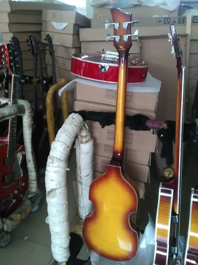 Sunburst Hofner скрипка BB2 бас Hofner BB2 современный Электрический бас Пламя клен Hofner bass гитара