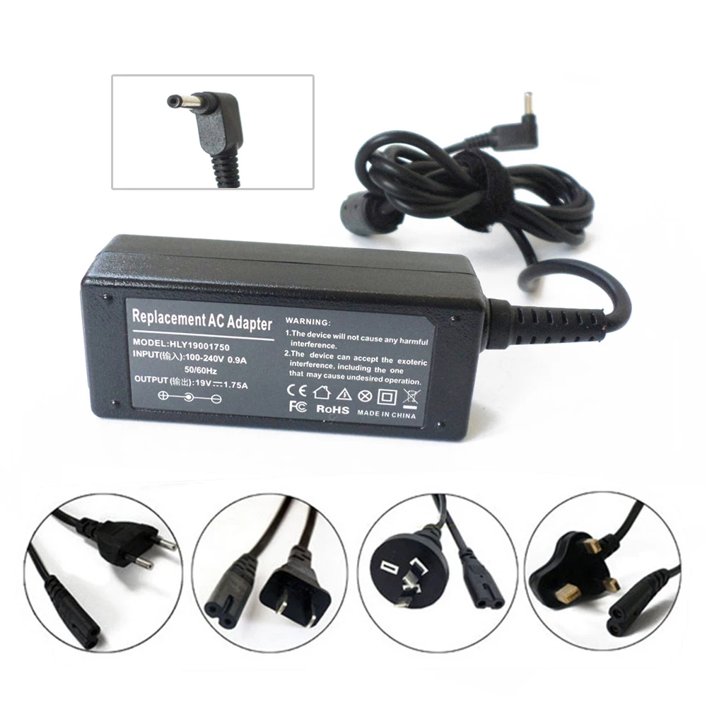 

19V 1.75A 33W AC Adapter Battery Charger Power Supply Cord For Asus VivoBook X201 X201E X202 X202E X200CA X200MA X200LA Notebook
