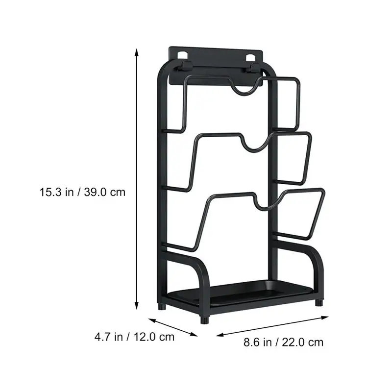 

Wall-mounted Stainless Steel Chopping Board Pan Lid Rack Storage Stand (Black)