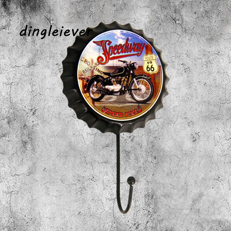 

Racing Standard-bearer Beer Bottle Cap Hook metal signs for garage Beer Cafe Bar modern wall art