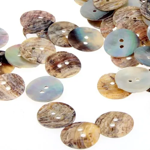 

100 x 15 mm Pearl Mussels Round Buttons