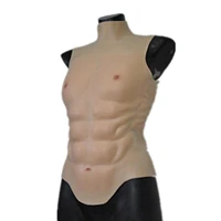 silicone muscle chest realistic half body high collar chest body suit for cosplay makeup halloween props male shaper stronger