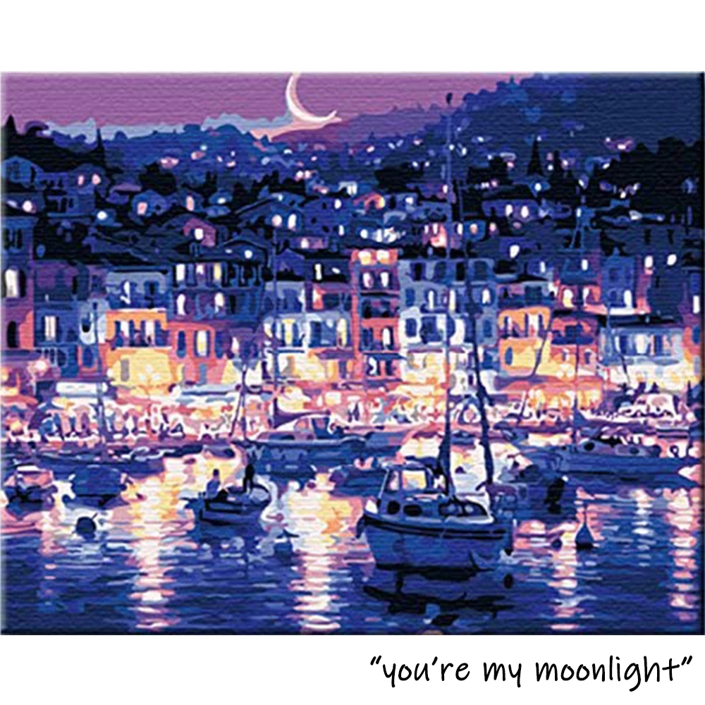 Картина сделай сам по номерам лунный свет картина для дома гостиной Настенный