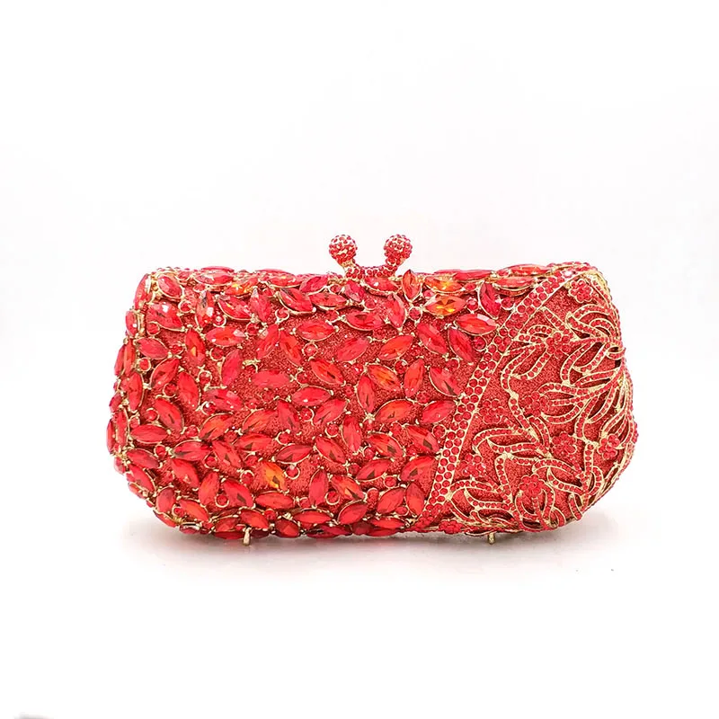 

Red Blue Diamond Wedding Bridal Clutch Purse Women Crystal Evening Dinner Elegant Bag Party Cocktail Rhinestones Ladies Handbags