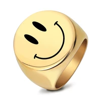 new simple fashion ins wind net red smiley face crying face ring fashion trend stainless steel gift ring