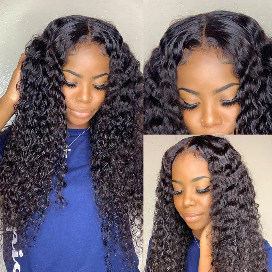 

Soft 180% Density Kinky Curly 24 Inches Long Preplucked Remy 13x4 T Part Lace Front Wig With Babyhair Human Hair Wig For Women