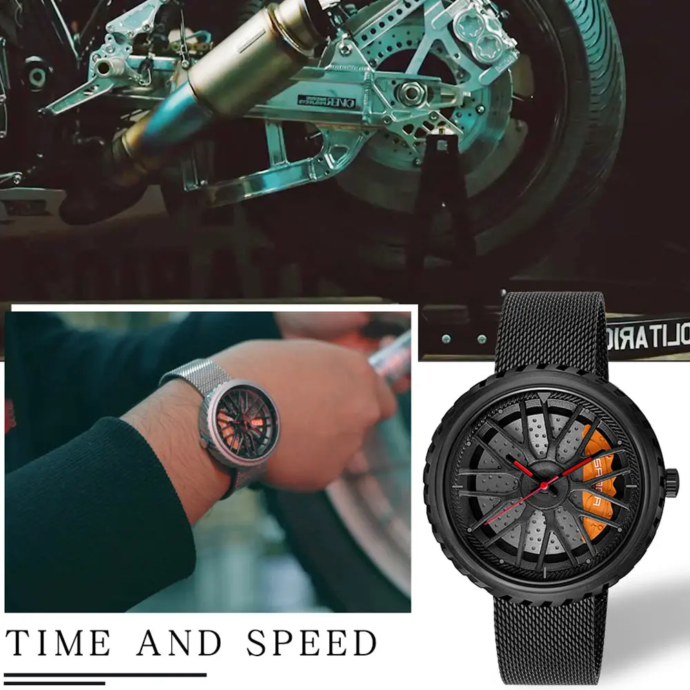 Creative Unique Men Sport Watches Racing Roulette Waterproof Quartz Analog Wristwatch Full Steel Male Clock Relogio Masculino | Наручные