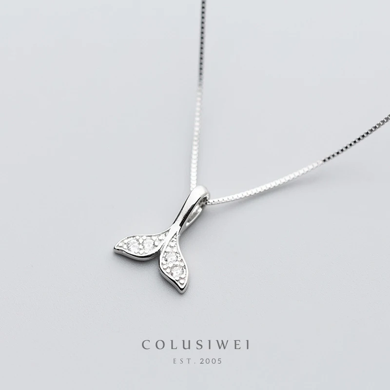 Colusiwei 925 Серебряный Модный Сияющий CZ рыбий КИТ хвост подвески с изображением