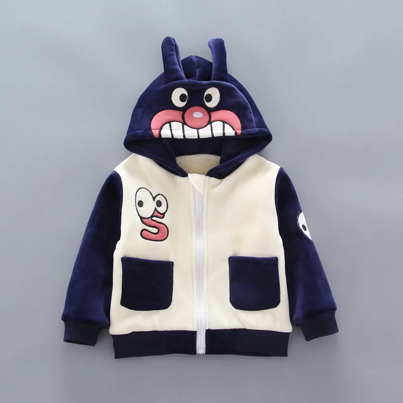 

Baby Girl Clothing Christmas Boy Clothes Gold Velvet Warm Winter Clothes Cartoon Printing Plus Velvet Thick Coat Hooded Set 3pcs
