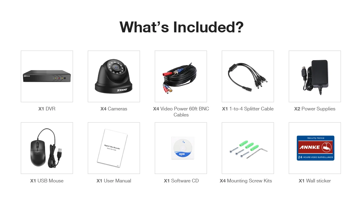 ANNKE 4CH H.264+ 1080P Lite система видеонаблюдения DVR 4 шт 2.0MP ИК ночного видения Купольные Камеры видеонаблюдения 1080P комплект видеонаблюдения