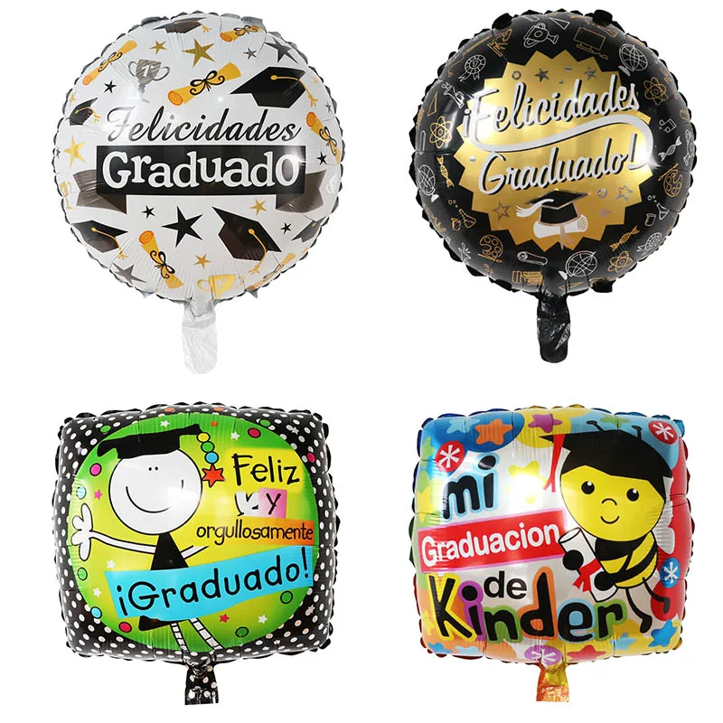 

50Pcs 18inch Graduation Foil Balloons Round Helium Air Globals Graduate Party Decor Spanish Graduation Decoration Kids Supplies