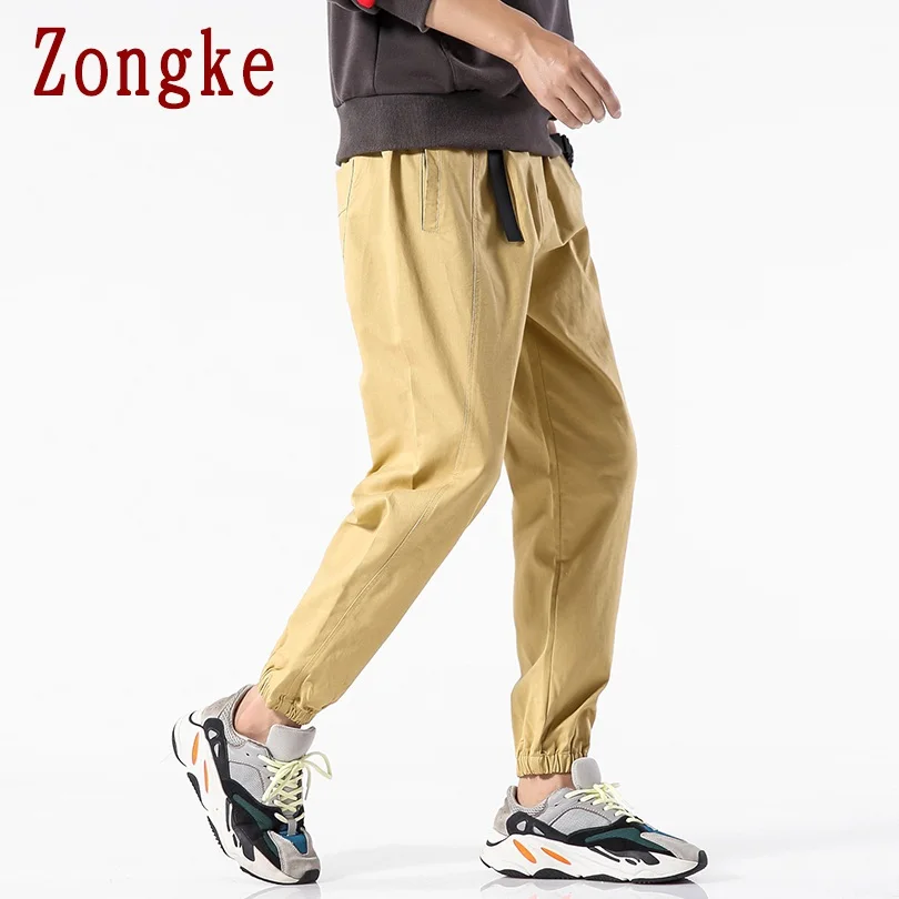 Zongke однотонные мужские штаны для бега брюки Мужские штаны уличная тренировочные штаны-шаровары штаны, мужские брюки 5XL хип хоп Осень новинка