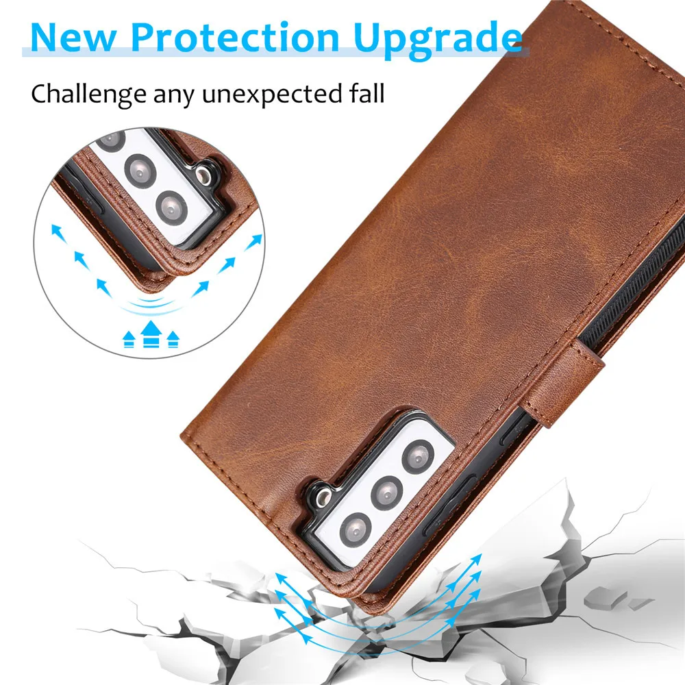 Flip Card Slot Case For Samsung Galaxy S23 S22 S21 S20 FE S10 E S9 S8 Note 20 10 9 Ultra Plus Leather Magnetic Phone Bags Cover