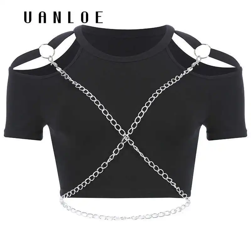 Женская футболка с вырезами летняя женская облегающий кроп-топ | одежда