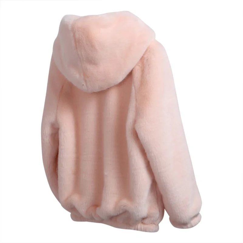 Зимняя теплая Женская флисовая куртка плюшевая с капюшоном большого размера