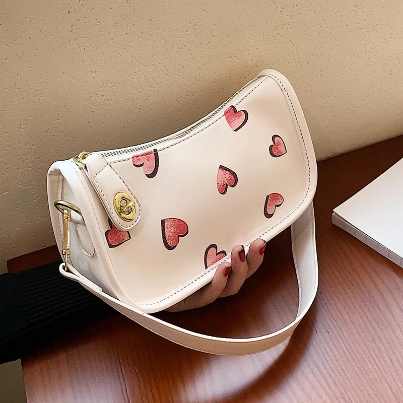 

Elegant Female Pearl Love pattern Tote bag 2021 Fashion New High Quality Women's Designer Handbag Shoulder Messenger Bag Purses