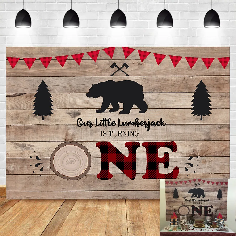 Mocsicka Lumberjack фон для первого дня рождения в клетку буйвола Декорации вечеринок