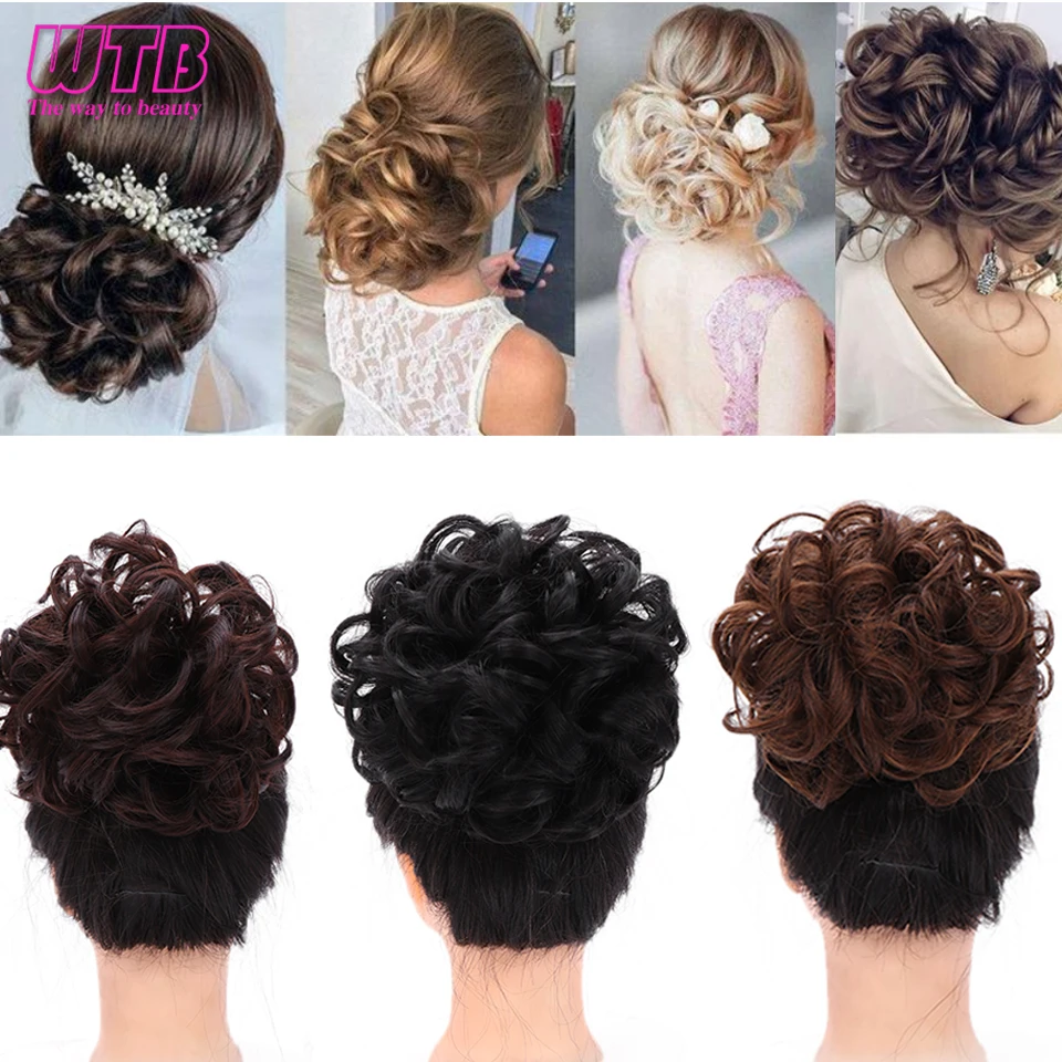 

WTB Synthetic Chignon Messy Scrunchie 2 Plastic Comb Elastic Band Updo Cover Hairpiece Extension Hair Bun Hair Accessories