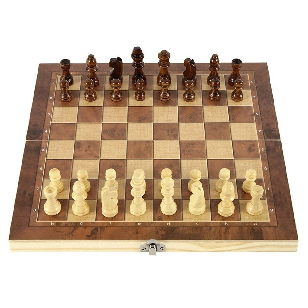 

Portable Wooden Magnetic Chess with Folding Board Chess Game International Chess Toys Game for Party Family Learning Math Toys