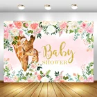 Дикие пятнистый олень детский душ фон розовые цветы детский душ вечерние фон для фотографии десертный стол декорации реквизит