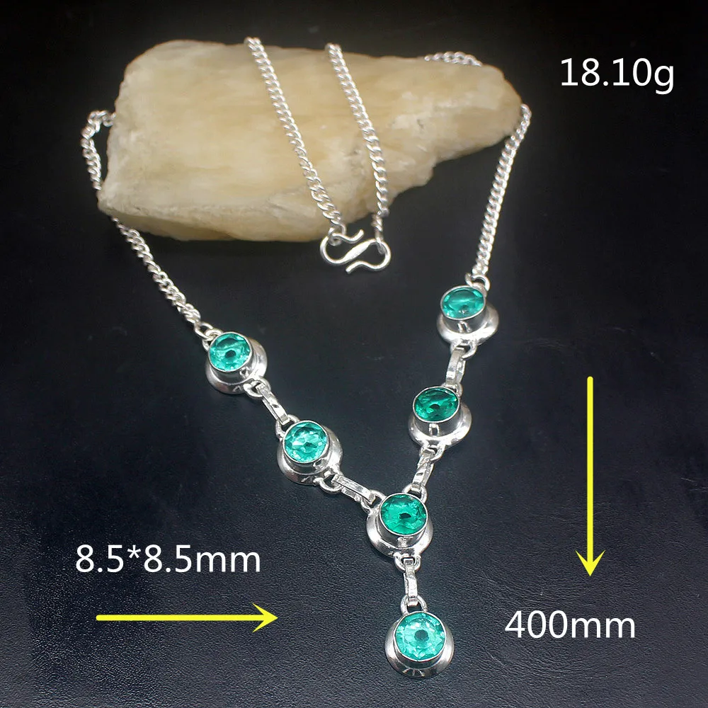 

Gemstonefactory Jewelry Big Promotion 925 Silver Amazing New Coming Green Topaz Ladies Women Chain Necklace 40cm 202101676