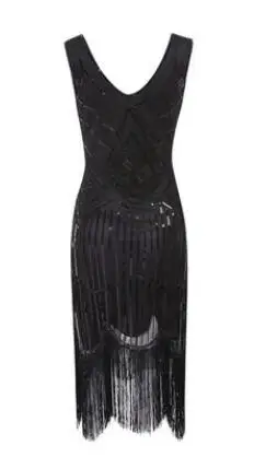 083black Новинка, женское винтажное платье 1920s с пайетками, полностью украшенное бахромой, украшенное хлопушкой, платье 20s Great Gatsby Vestidos - Цвет: 083black