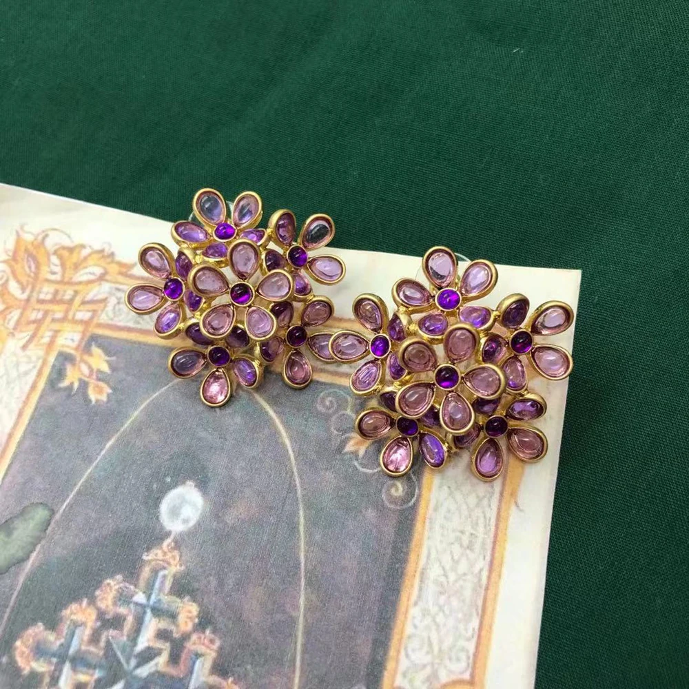 

CINKILE New Arrival Colorful Resin Stud Earrings for Girls Korean Plant Flower Earrings 2021 Fashion Female Copper Party Jewelry