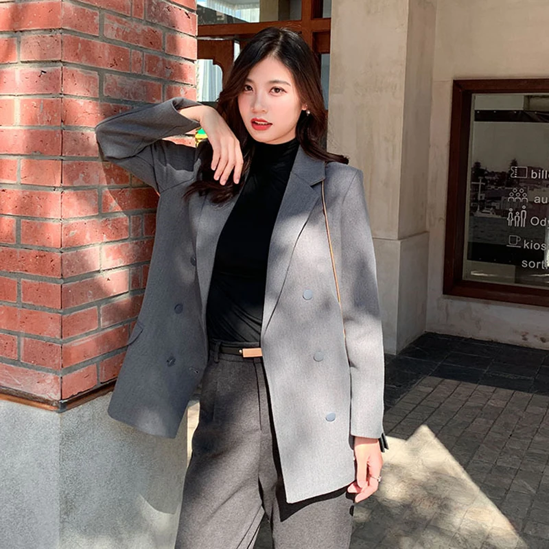 BGTEEVER элегантный двубортный Женский блейзер с зубчатым воротником Рабочий стиль