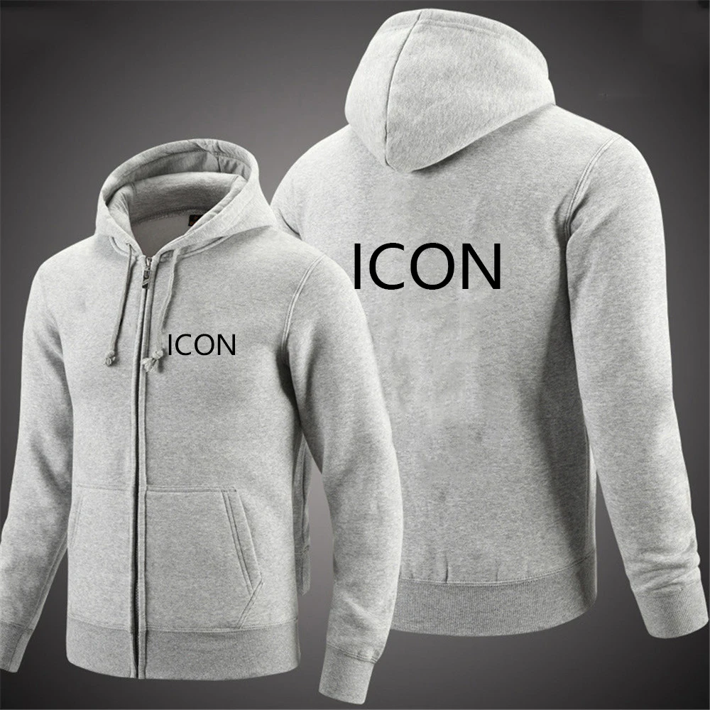

2021 Men Spring Autumn Custom Cardigan Icon logo Tops zipper Hoodies Fashion Casual Sweatshirt Coat Jacket Print Punk Clothing