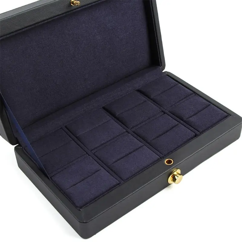 

PU 8 Slots Ring Storage Display Box with Lid Ring Holder Showcase Organizer