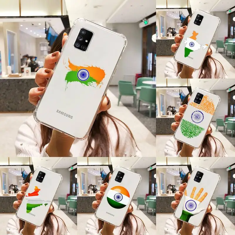 

Indian flag Phone Case Transparent For Samsung A51 A50 A71 A70 A81 M60S Note S21 S 20 10 9 8 11 E Plus Ultra