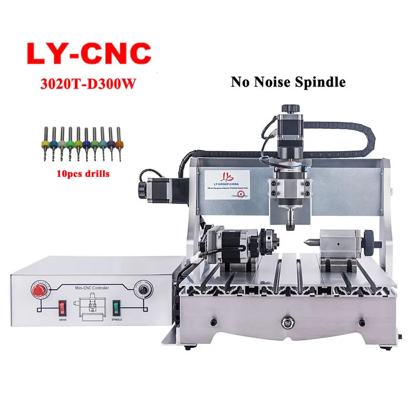 LY cnc машина 3020t d 300 Вт 4 осевой маршрутизатор pro мини фрезерный сверлильный гравер