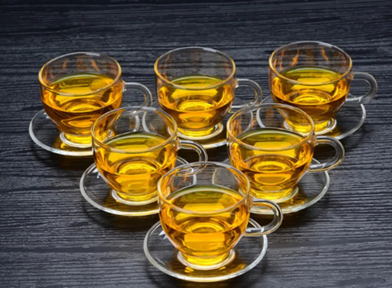 Стеклянная чашка маленькая чайная чайный набор кунг фу с тарелкой ручкой