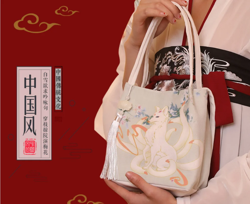 

Shenzhen ancient style literature and art Hanfu bag Chinese style single shoulder printed messenger fairy small fresh small