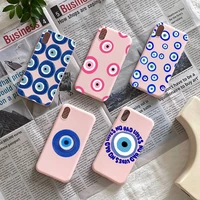 nazar boncuu evil eye phone case for iphone 13 7 8 plus x xs max xr 11 12 mini pro max se 2020 soft pink candy color cover