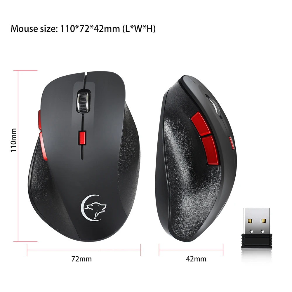 

YWYT Wireless Mouse 2.4GHz 2400DPI with USB Receiver Ergonomic Anti Fatigue 6 Keys Notebook Mouse for Mac OS Windows