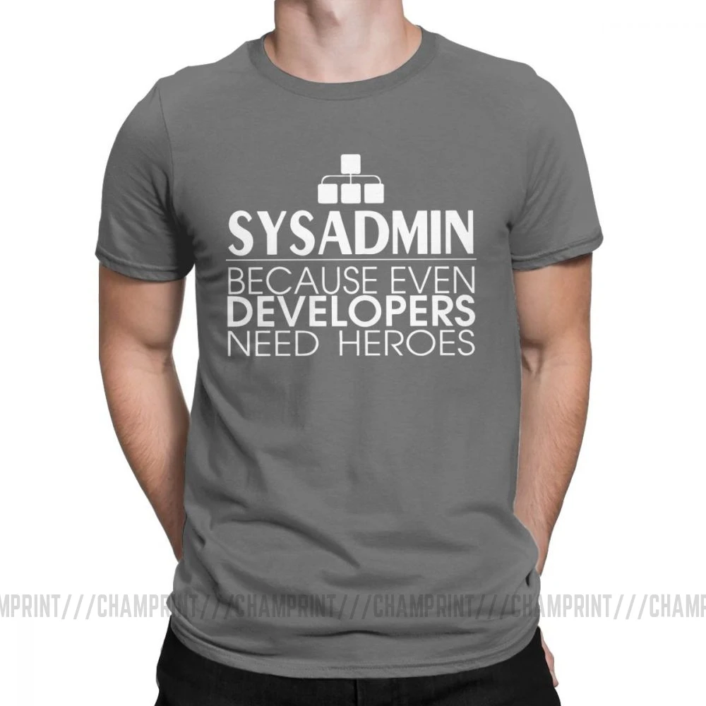 Мужские футболки, хлопковые футболки с героями Sysadmin, Linux, Sysadmin Unix, Debian Ubuntu Administrator, футболка, одежда, идея подарка - Цвет: Темно-серый