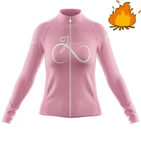 2022 new womens winter thermal fleece long sleeve cycling jersey bike forever