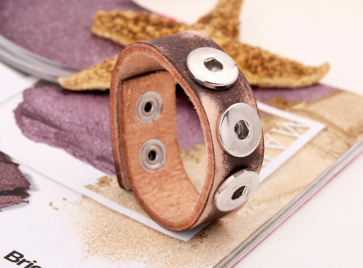 Noosa Button Bracelets Vintage Leather Bracelet Fashion Jewelry Bangles DIY Wrap Charm for Men Accessories | Украшения и